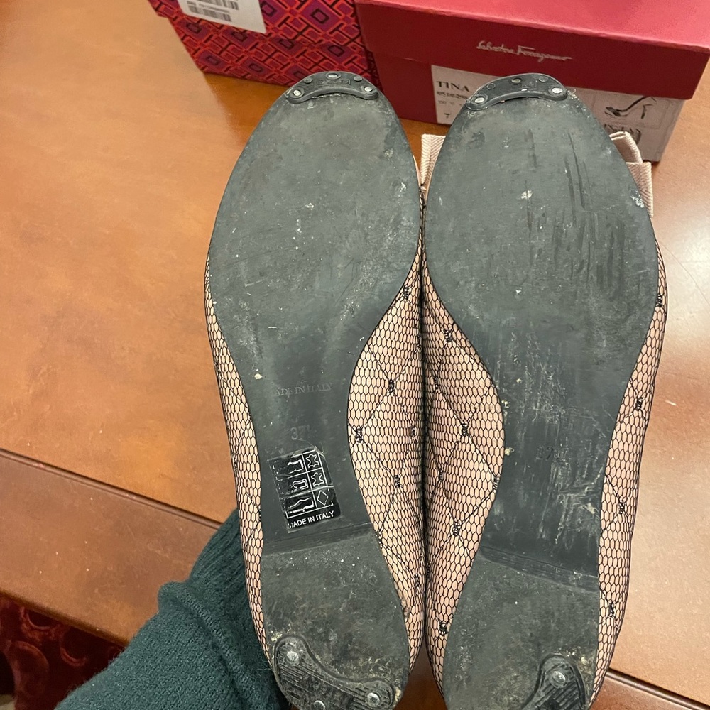 Red Valentino lamb skin quilted pink ballet flats